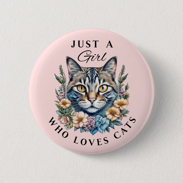 Badge Rond 5 Cm Juste une fille qui aime les chats (Devant)