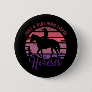 Badge Rond 5 Cm Juste une fille qui aime les chevaux3