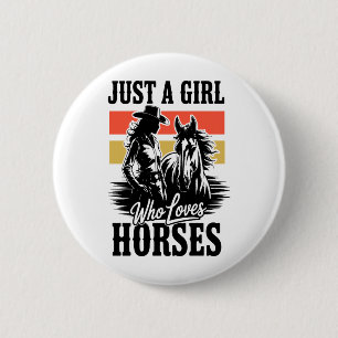 Badge Rond 5 Cm Juste une fille qui aime les chevaux (3)