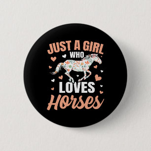 Badge Rond 5 Cm Juste Une Fille Qui Aime Les Chevaux Équitation Éq