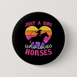 Badge Rond 5 Cm Juste une fille qui aime les chevaux femme cowgirl