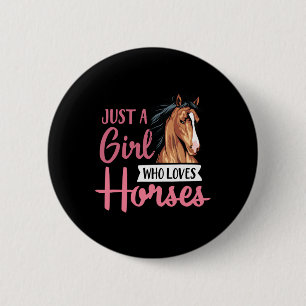 Badge Rond 5 Cm Juste Une Fille Qui Aime Les Chevaux Mignonne Équi