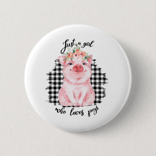Badge Rond 5 Cm Juste une fille qui aime les cochons