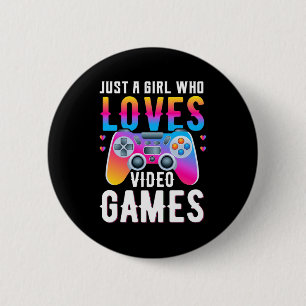 Badge Rond 5 Cm Juste une fille qui aime les jeux vidéo