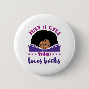Badge Rond 5 Cm Juste une fille qui aime les livres afro-américai