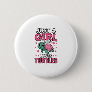 Badge Rond 5 Cm Juste une fille qui aime les tortues Vecteur de to