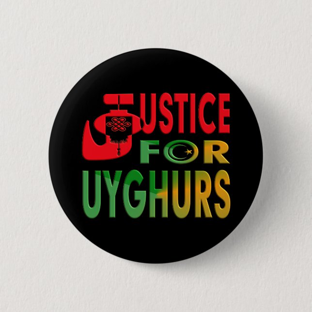 BADGE ROND 5 CM JUSTICE POUR OUYGHURS (Devant)