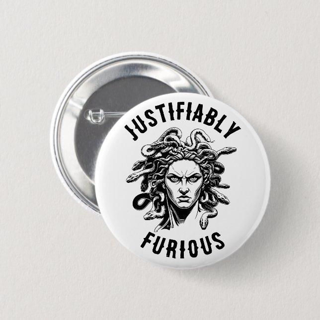 Badge Rond 5 Cm Justifiably Furious feat. Medusa (Devant & derrière)