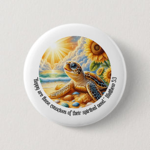 Badge Rond 5 Cm JW 2026 Texte de l'année Heureuse Tortue Matthieu