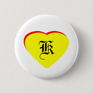 Badge Rond 5 Cm "K" Coeur Jaune Rouge Faire-part de mariage Le MUS