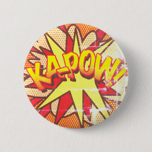 Badge Rond 5 Cm KA-POW Amusement Rétro Bande Dessinée Pop Art