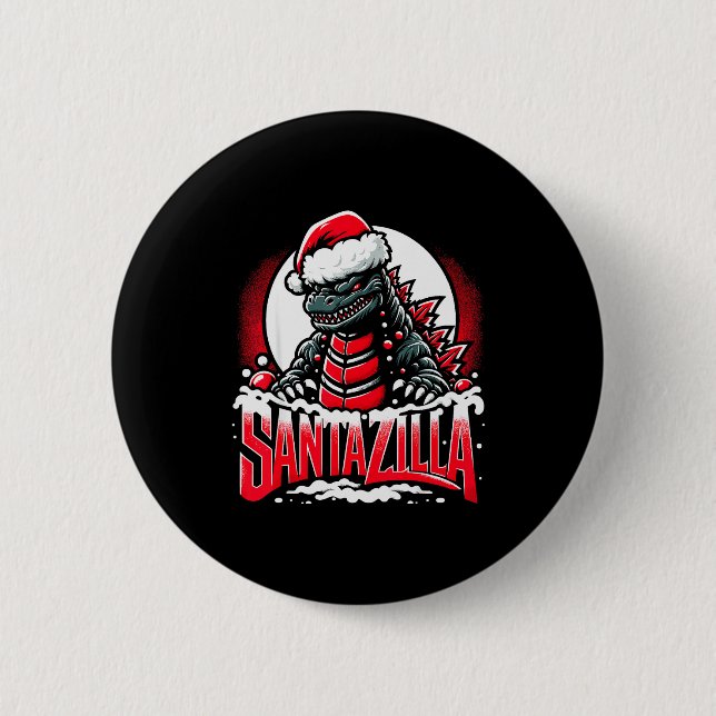 Badge Rond 5 Cm Kaiju Christmas Santazilla Japanese Monster Dinosa (Devant)