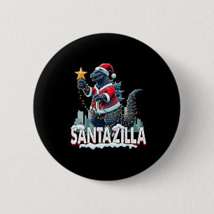 Badge Rond 5 Cm Kaiju Christmas Santazilla Japonais Monster Dinosa
