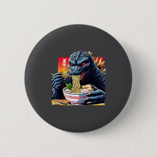 Badge Rond 5 Cm Kaiju Drôle Mangeant Ramen Amant de Monstre Japona