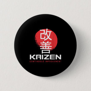 Badge Rond 5 Cm Kaizen Amélioration continue Kai Zen Japonais Mot