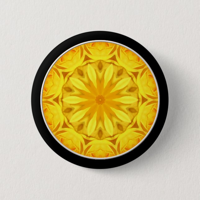Badge Rond 5 Cm Kaléidoscope de rose jaune (#1) (Devant)