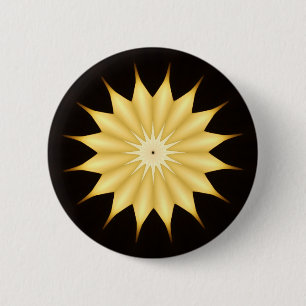 Badge Rond 5 Cm Kaleidoscope Design Bright Yellow Star