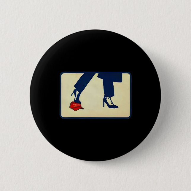 Badge Rond 5 Cm Kamala 2024 Anti Mega High Heels pas sur Casquette (Devant)