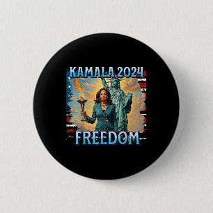 Badge Rond 5 Cm Kamala 2024 Pour La Campagne Du Président Lady Lib