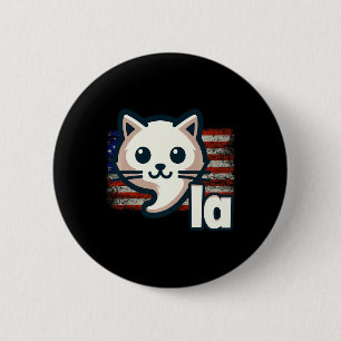 Badge Rond 5 Cm Kamala Cat Usa Drapeau Politique Cat