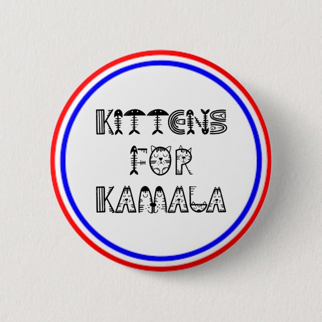 Badge Rond 5 Cm KAMALA et KITTENS SONT PATRIOTIQUES (Devant)