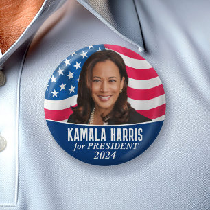 Badge Rond 5 Cm Kamala Harris 2024 - Conception classique du drape
