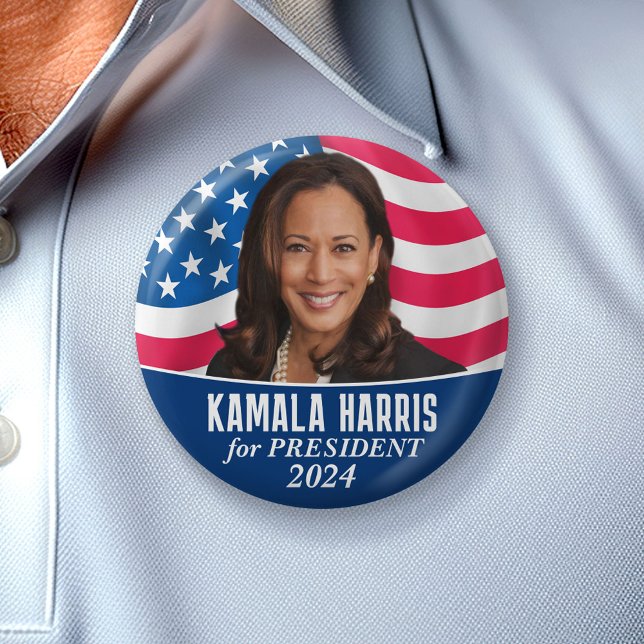 Badge Rond 5 Cm Kamala Harris 2024 - Conception classique du drape (Campaign Button)