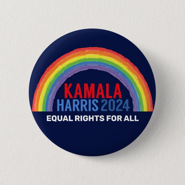 Badge Rond 5 Cm Kamala Harris 2024 Election Rainbow LGBTQ (Devant)
