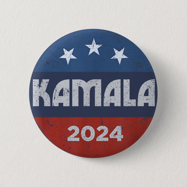 Badge Rond 5 Cm Kamala Harris 2024 Pour Président (Devant)