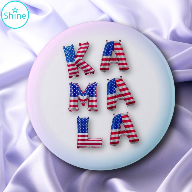 Badge Rond 5 Cm Kamala Harris American Flag Balloon Alphabets mign (Créateur téléchargé)