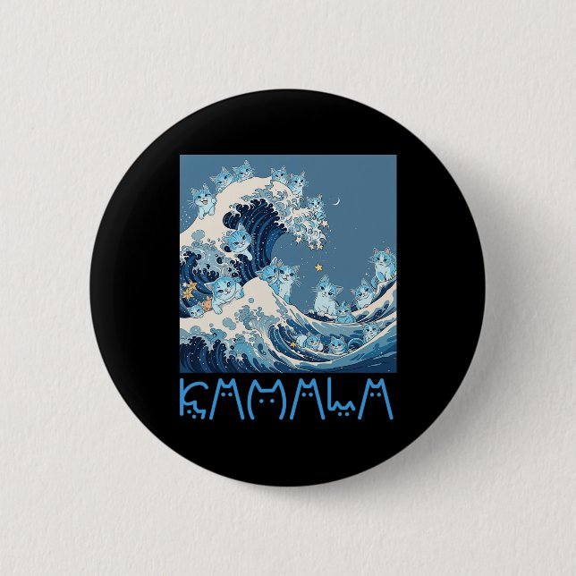 Badge Rond 5 Cm Kamala Harris Blue Cats Wave - Drôle Pour Le Propr (Devant)