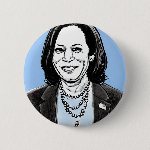 Badge Rond 5 Cm Kamala Harris Caricature politique