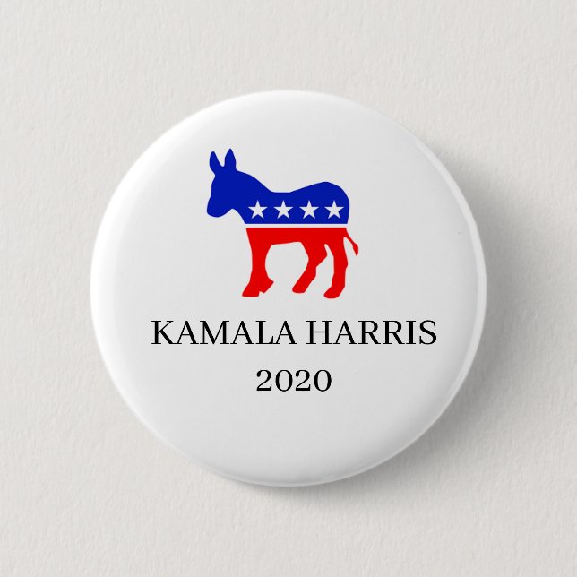 Badge Rond 5 Cm Kamala Harris Démocrate pour le président 2020 (Devant)