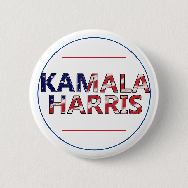 Badge Rond 5 Cm Kamala Harris En Drapeau (Devant)