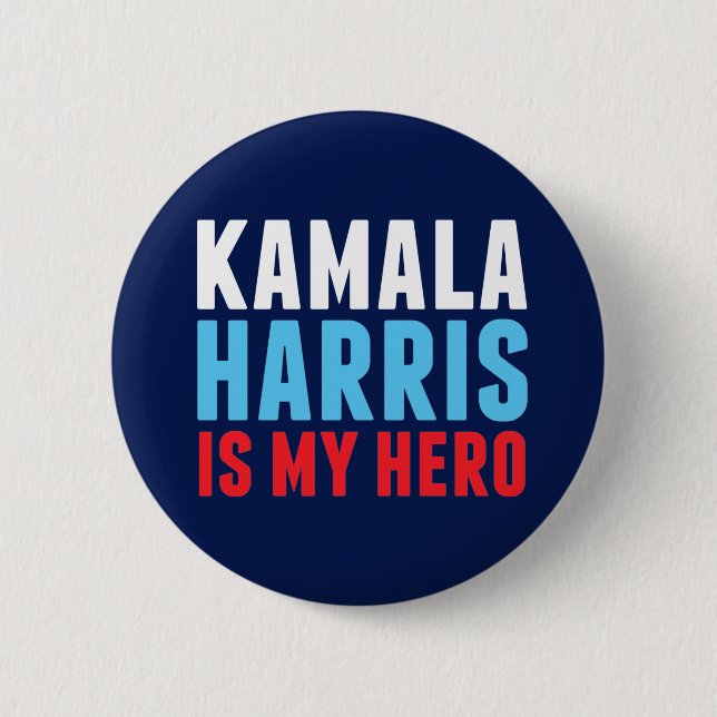 Badge Rond 5 Cm Kamala Harris est mon héros (Devant)
