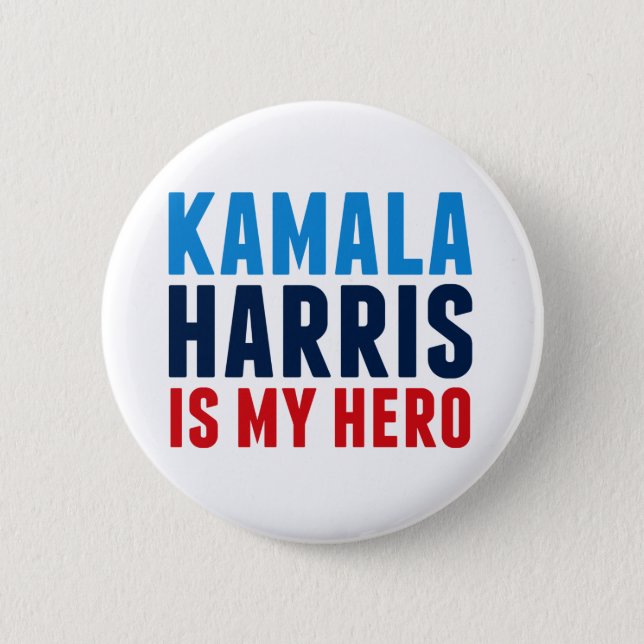 Badge Rond 5 Cm Kamala Harris est mon héros politique (Devant)