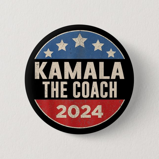 Badge Rond 5 Cm Kamala Harris Et L'Entraîneur (Devant)
