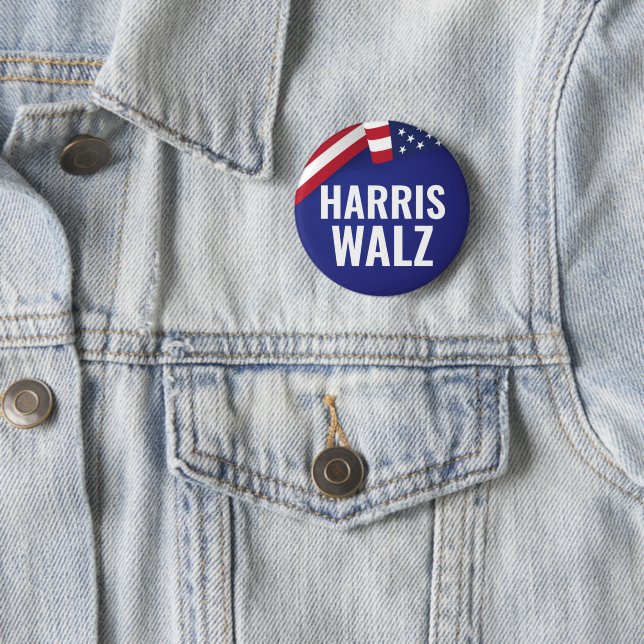 Badge Rond 5 Cm Kamala Harris Et Tim Walz (En situation)