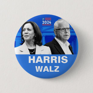 Badge Rond 5 Cm Kamala Harris et Tim Walz 2024