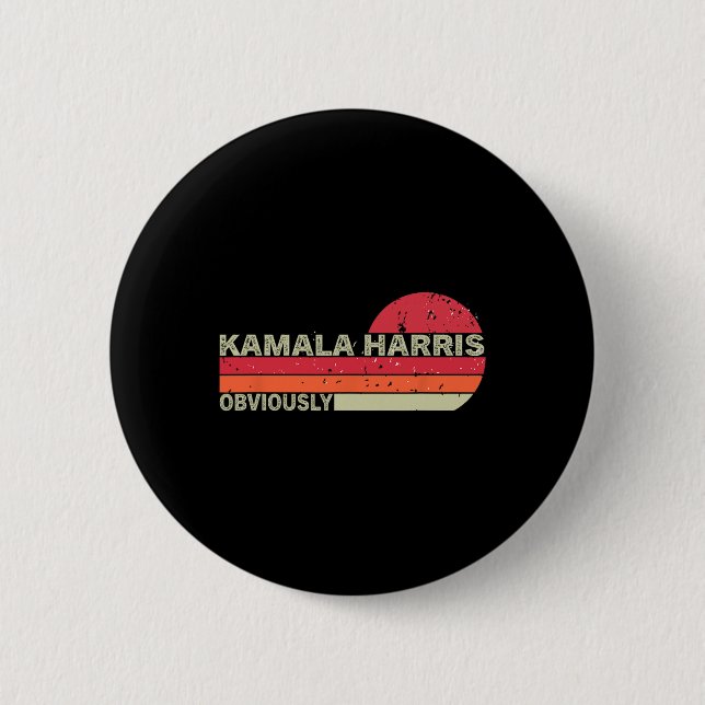 Badge Rond 5 Cm Kamala Harris Évidemment. Harris Évidemment (Devant)