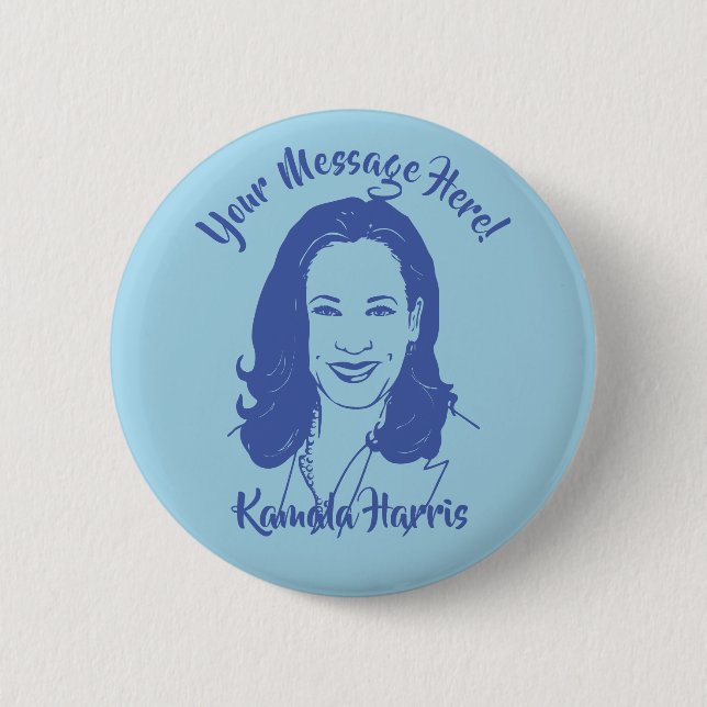 Badge Rond 5 Cm Kamala Harris Line Texte personnalisé (Devant)