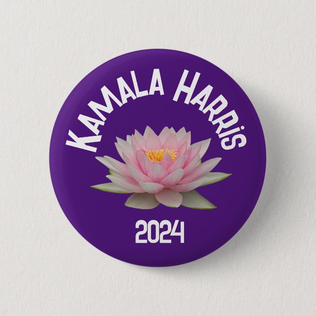 Badge Rond 5 Cm Kamala Harris Lotus 2024 (Devant)