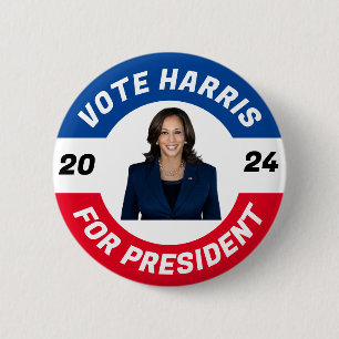 Badge Rond 5 Cm Kamala Harris personnalisée présidente 2026