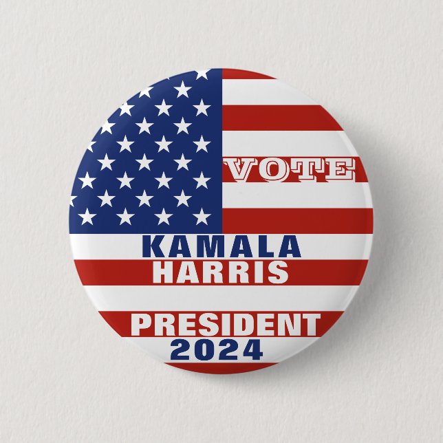 Badge Rond 5 Cm Kamala Harris pour la campagne présidentielle 2024 (Devant)