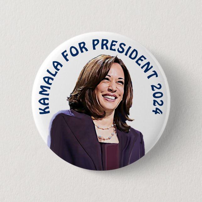Badge Rond 5 Cm Kamala Harris pour le président 2024 (Devant)