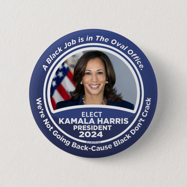 Badge Rond 5 Cm Kamala Harris pour le président 2024 (Devant)