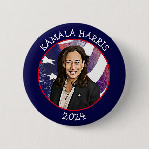 Badge Rond 5 Cm Kamala Harris pour le président 2024