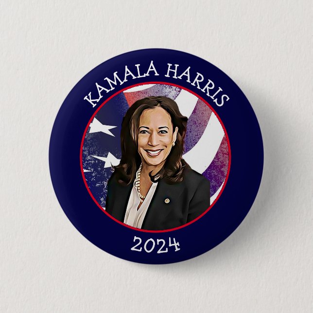 Badge Rond 5 Cm Kamala Harris pour le président 2024 (Devant)