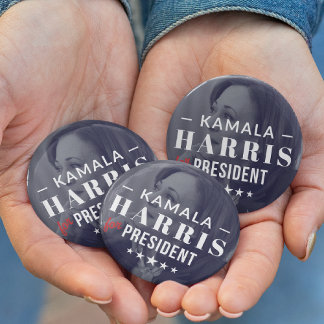 Badge Rond 5 Cm Kamala Harris pour le président 2024 Photo Button 