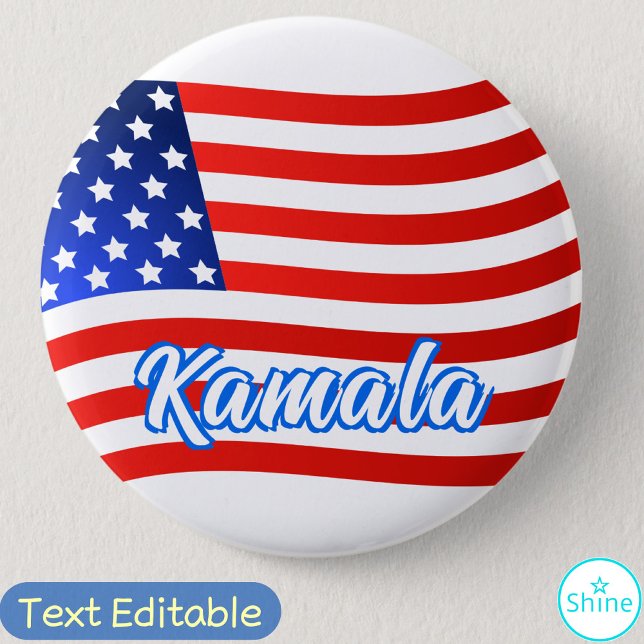 Badge Rond 5 Cm Kamala Harris pour le président Élégant Script dra (Créateur téléchargé)